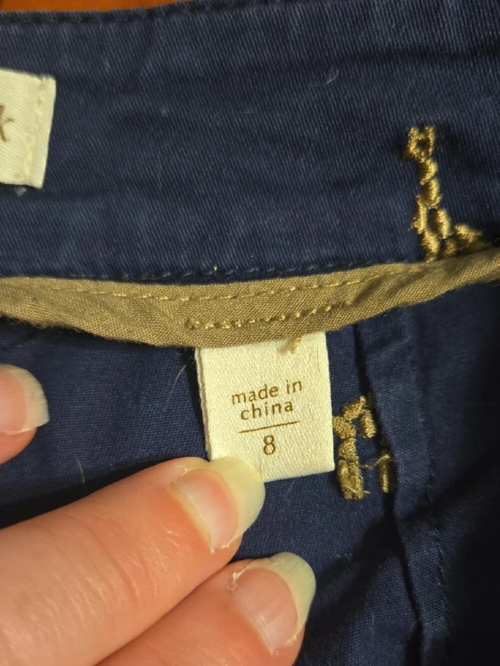 Coldwater Creek Navy and Tan Giraffe Embroidered Cropped Pants - Picture 3 of 8
